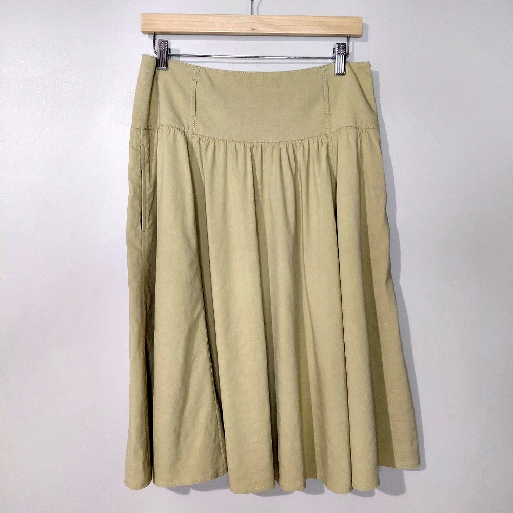 Theory Light Tan Size 6 Small Linen A-Line Skirt With Pockets